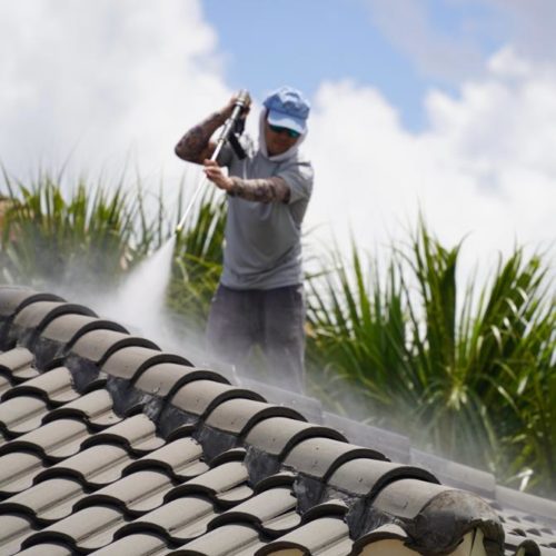 Pressure washing roof - power wash