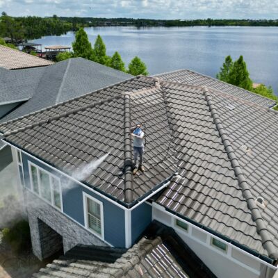 Pressure washing roof - power wash